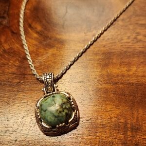 Silver and Turquoise Pendant Necklace